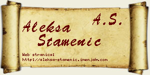 Aleksa Stamenić vizit kartica